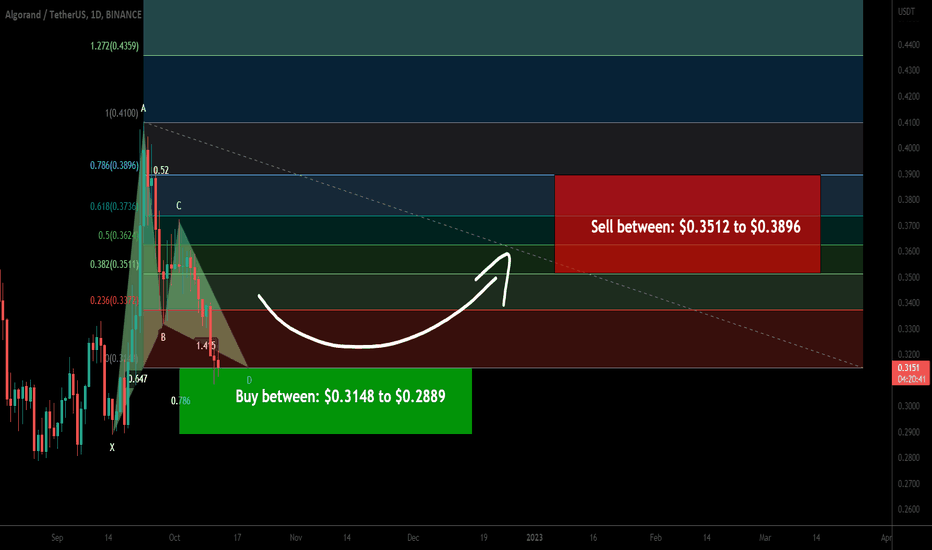 Algorand (ALGO) formed bullish Gartley for upto 34.50% rally