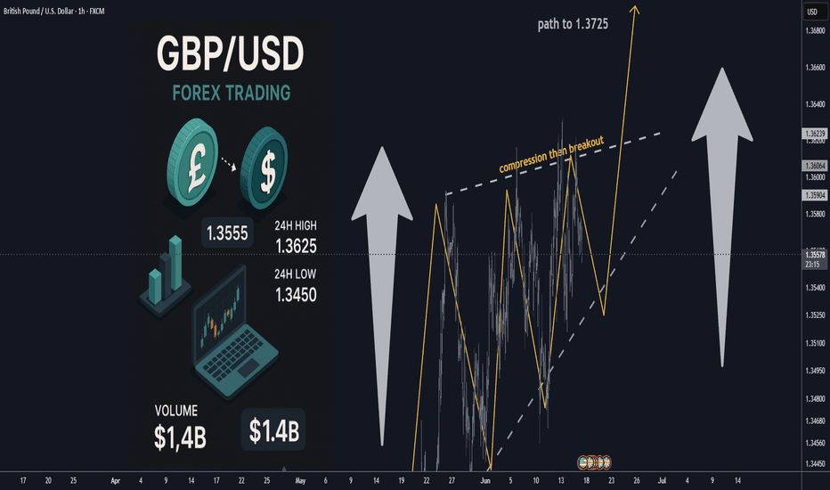 GBPUSD H1 compression BUY/HOLD TP1 +100 TP2 +200 pips low risk