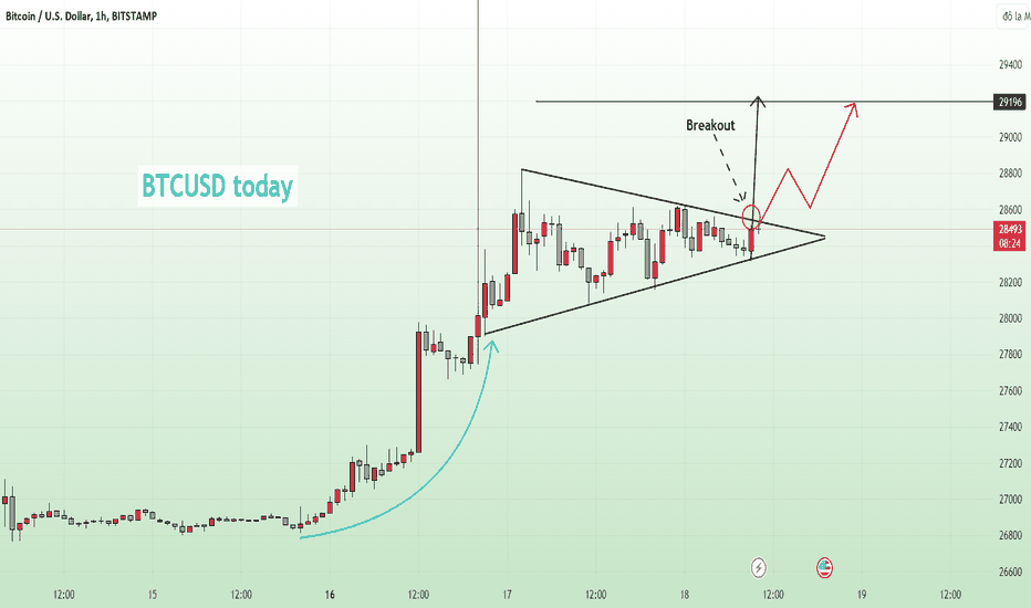 BTC and the pennant pattern, continue to increase in price
