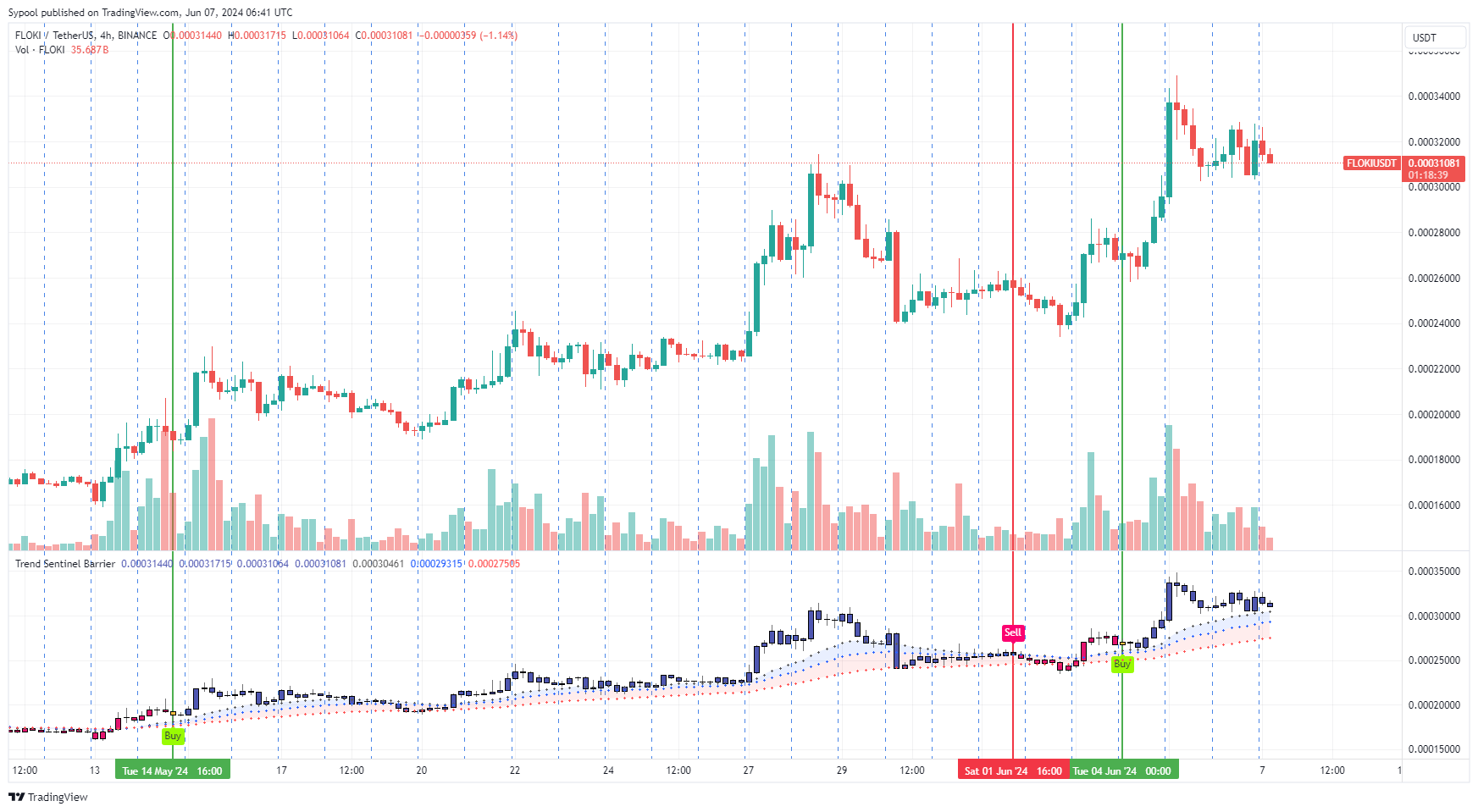 BINANCE:FLOKIUSDT Chart Image by PhoebeAI