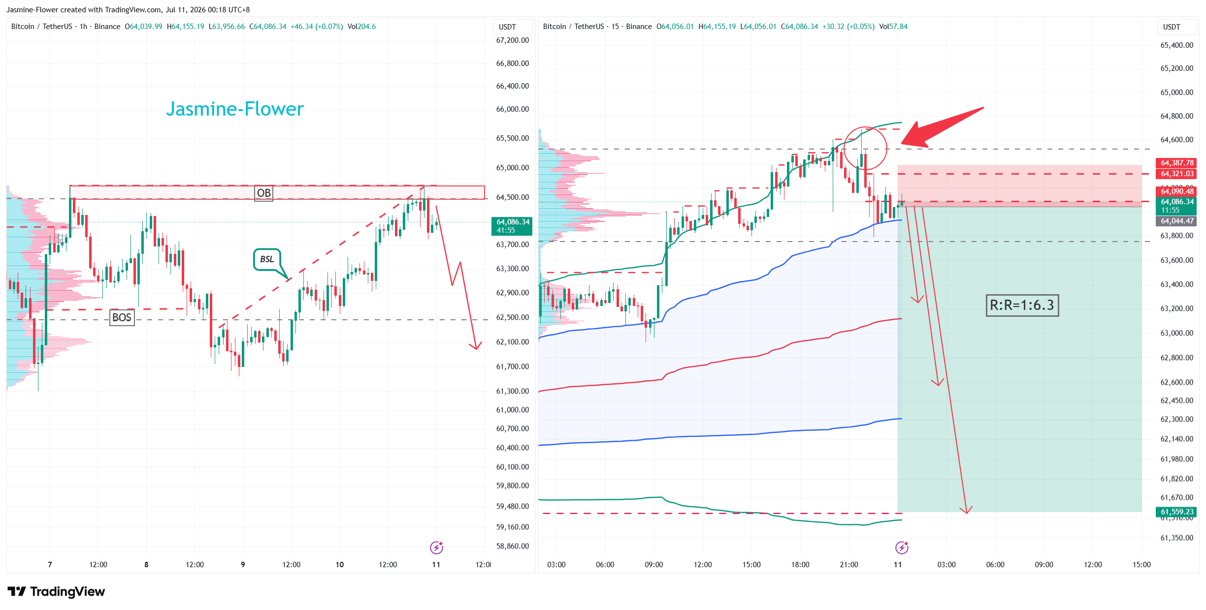 BINANCE:BTCUSDT ภาพชาร์ต โดย Jasmine-Flower