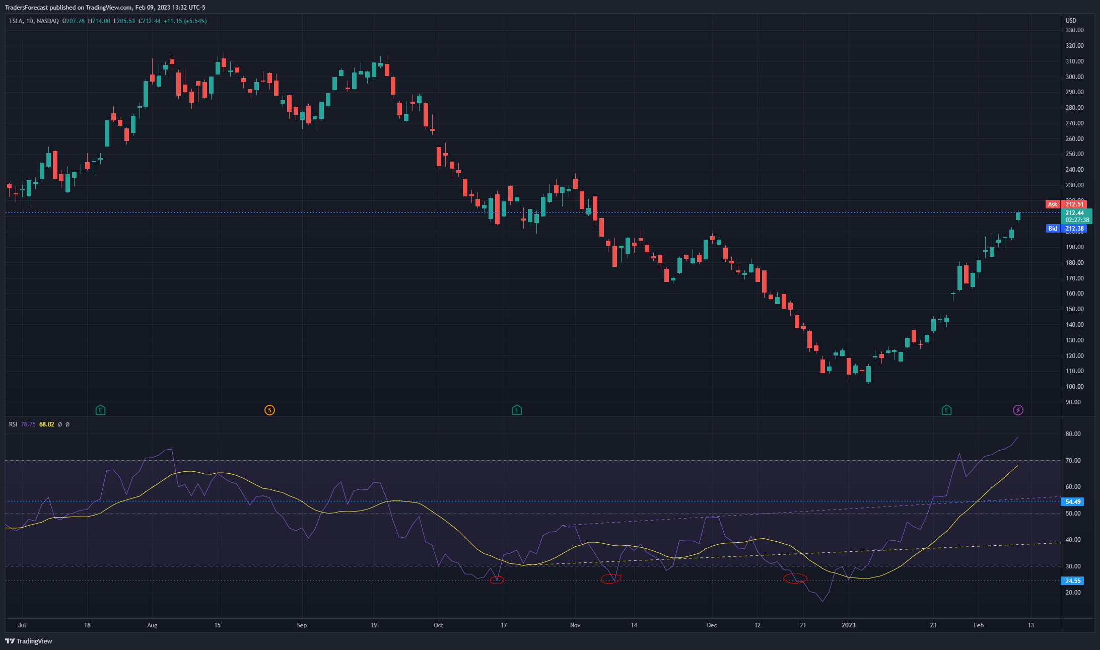 NASDAQ:TSLA Chart Image by TradersForecast