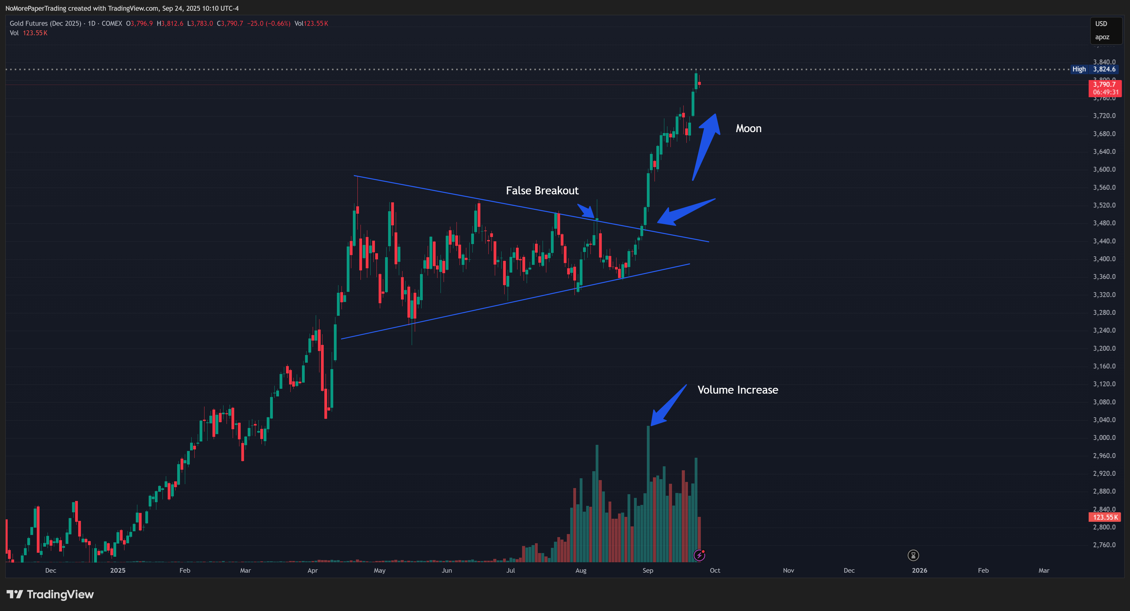 COMEX:GCZ2025 Chart Image by NoMorePaperTrading