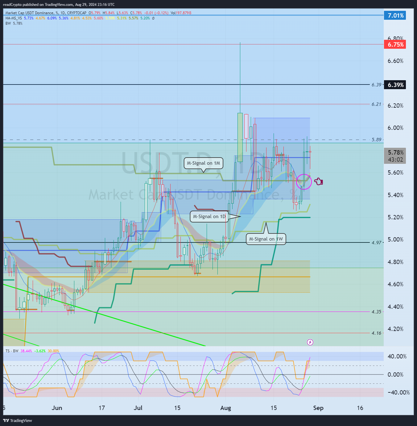 CRYPTOCAP:USDT.D Chartbild von readCrypto