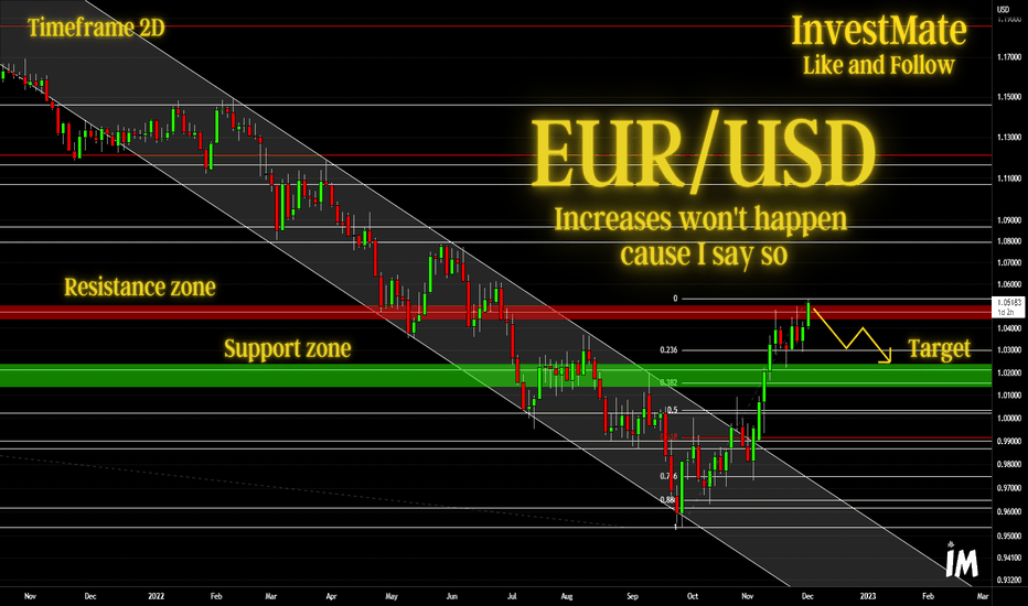 InvestMate|EUR/USD Increases won't happen because I say so💶💵